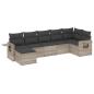 Preview: 7-tlg. Garten-Sofagarnitur mit Kissen Hellgrau Poly Rattan