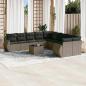 Preview: ARDEBO.de - 11-tlg. Garten-Sofagarnitur mit Kissen Hellgrau Poly Rattan
