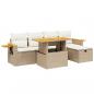 Preview: 6-tlg. Garten-Sofagarnitur mit Kissen Beige Poly Rattan