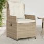 Preview: ARDEBO.de - Gartensessel 2 Stk. Verstellbar Beige Poly Rattan