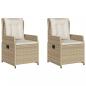 Preview: Gartensessel 2 Stk. Verstellbar Beige Poly Rattan