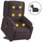 Preview: Elektrischer Massagesessel mit Aufstehhilfe Dunkelbraun Stoff