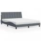 Preview: ARDEBO.de - Bett mit Matratze Dunkelgrau 160x200 cm Samt