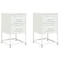 Preview: Nachttische 2 Stk. Weiß 36x39x60,5 cm Stahl