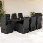 Preview: ARDEBO.de - 9-tlg. Garten-Essgruppe mit Kissen Schwarz Poly Rattan