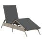 Preview: Sonnenliege mit Auflage Hellgrau Poly Rattan