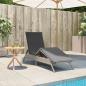 Preview: Sonnenliege mit Auflage Hellgrau Poly Rattan