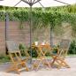 Preview: ARDEBO.de - 3-tlg. Bistro-Set Grau Poly Rattan und Massivholz