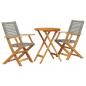Preview: 3-tlg. Bistro-Set Grau Poly Rattan und Massivholz