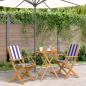 Preview: ARDEBO.de - 3-tlg. Bistro-Set Blau und Weiß Stoff und Massivholz