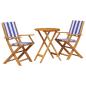 Preview: 3-tlg. Bistro-Set Blau und Weiß Stoff und Massivholz