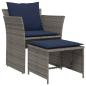 Preview: Gartenstuhl mit Fußhocker Grau Poly Rattan