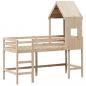 Preview: Hochbett mit Leiter und Dach 80x200 cm Massivholz Kiefer