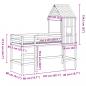 Preview: Hochbett mit Leiter und Dach 80x200 cm Massivholz Kiefer