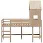 Preview: Hochbett mit Leiter und Dach 80x200 cm Massivholz Kiefer