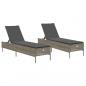 Preview: Sonnenliegen mit Auflagen 2 Stk. Grau Poly Rattan