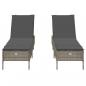Preview: Sonnenliegen mit Auflagen 2 Stk. Grau Poly Rattan