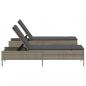 Preview: Sonnenliegen mit Auflagen 2 Stk. Grau Poly Rattan