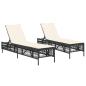 Preview: Sonnenliegen mit Auflagen 2 Stk. Schwarz Poly Rattan