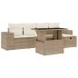 Preview: 6-tlg. Garten-Sofagarnitur mit Kissen Beige Poly Rattan