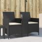 Preview: ARDEBO.de - Gartensofa 2-Sitzer mit Tisch und Kissen Schwarz Poly Rattan