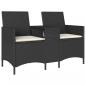 Preview: Gartensofa 2-Sitzer mit Tisch und Kissen Schwarz Poly Rattan
