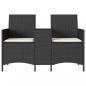 Preview: Gartensofa 2-Sitzer mit Tisch und Kissen Schwarz Poly Rattan