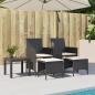 Preview: Gartensofa 2-Sitzer mit Tisch und Hockern Schwarz Poly Rattan