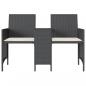Preview: Gartensofa 2-Sitzer mit Tisch und Hockern Schwarz Poly Rattan