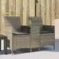 Preview: Gartensofa 2-Sitzer mit Tisch und Kissen Grau Poly Rattan