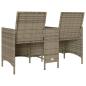 Preview: Gartensofa 2-Sitzer mit Tisch und Kissen Grau Poly Rattan