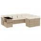 Preview: 10-tlg. Garten-Sofagarnitur mit Kissen Beige Poly Rattan