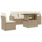 Preview: 6-tlg. Garten-Sofagarnitur mit Kissen Beige Poly Rattan