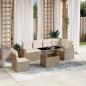 Preview: ARDEBO.de - 7-tlg. Garten-Sofagarnitur mit Kissen Beige Poly Rattan