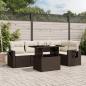Preview: ARDEBO.de - 6-tlg. Garten-Sofagarnitur mit Kissen Braun Poly Rattan