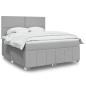 Preview: ARDEBO.de - Boxspringbett mit Matratze Hellgrau 180x200 cm Stoff