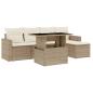 Preview: 6-tlg. Garten-Sofagarnitur mit Kissen Beige Poly Rattan