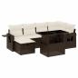 Preview: 7-tlg. Garten-Sofagarnitur mit Kissen Braun Poly Rattan