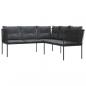 Preview: Gartensofa in L-Form mit Kissen Schwarz Stahl und Textilene