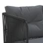Preview: Gartensofa in L-Form mit Kissen Schwarz Stahl und Textilene