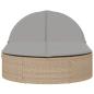 Preview: Doppel-Sonnenliege mit Auflagen Beige Poly Rattan
