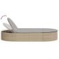 Preview: Doppel-Sonnenliege mit Auflagen Beige Poly Rattan