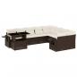 Preview: 10-tlg. Garten-Sofagarnitur mit Kissen Braun Poly Rattan