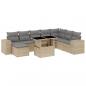 Preview: 9-tlg. Garten-Sofagarnitur mit Kissen Beige Poly Rattan