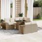 Preview: ARDEBO.de - 11-tlg. Garten-Sofagarnitur mit Kissen Beige Poly Rattan