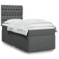 Preview: ARDEBO.de - Boxspringbett mit Matratze Dunkelgrau 100x200 cm Stoff