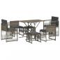 Preview: 7-tlg. Garten-Essgruppe mit Kissen Grau Poly Rattan