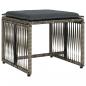 Preview: 7-tlg. Garten-Essgruppe mit Kissen Grau Poly Rattan