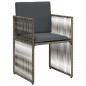Preview: 7-tlg. Garten-Essgruppe mit Kissen Grau Poly Rattan