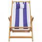 Preview: Strandstühle 2 Stk. Klappbar Blau Weiß Stoff und Massivholz
